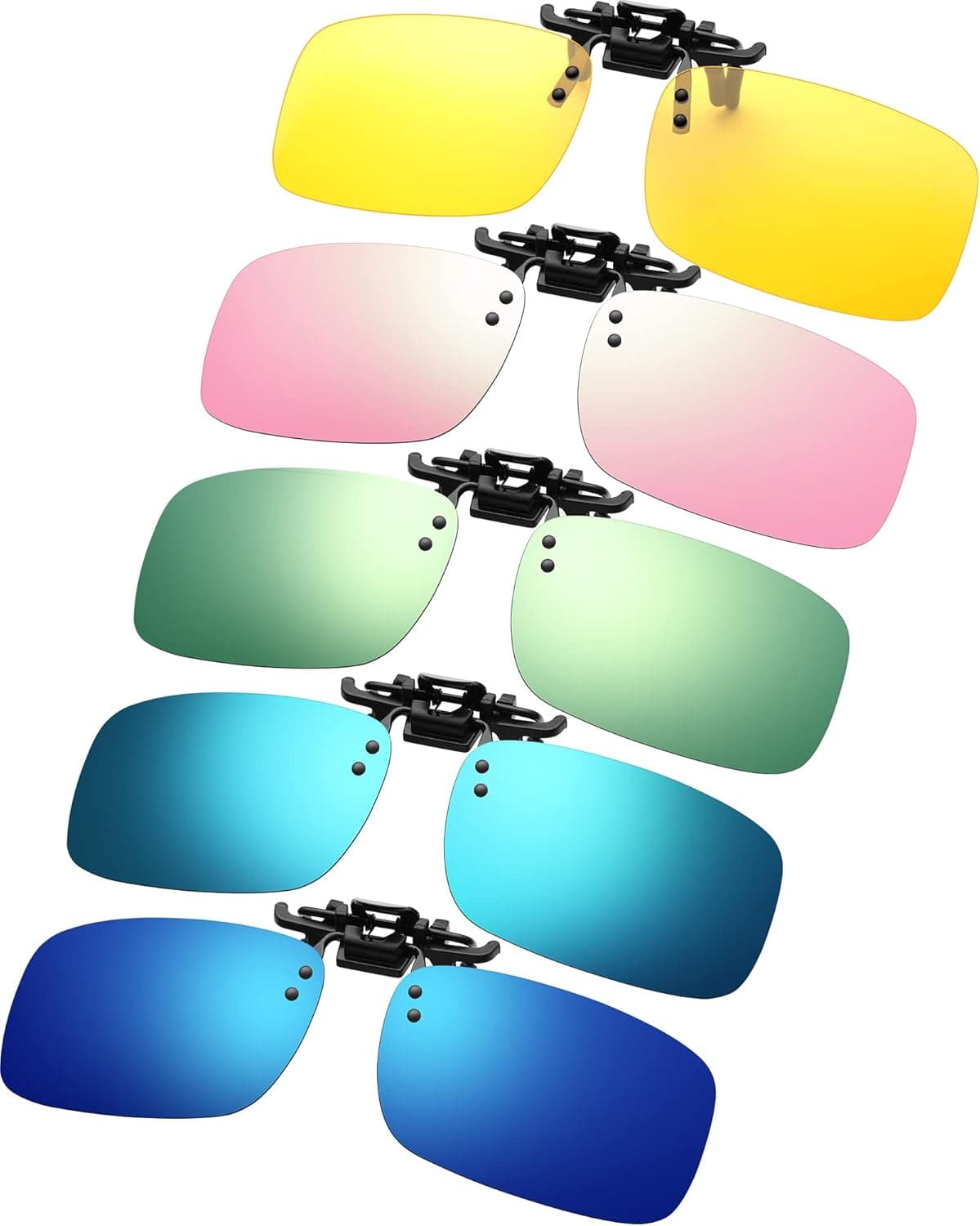 5 Pairs Polarized Clip-On Sunglasses Rimless Flip Up Anti-Glare Driving Glasses