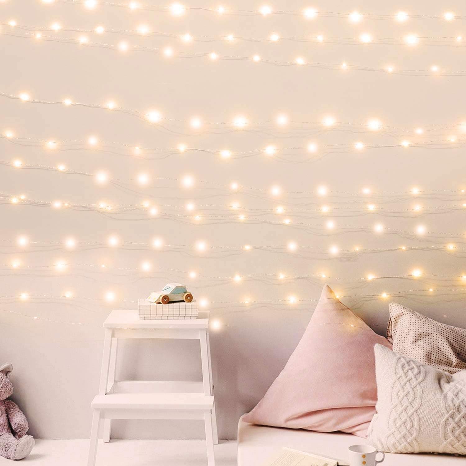 70 Feet Starry String Lights Warm White Color LED's on a Flexible Copper Wire - LED String Light with 200 Individually Mounted LED's-UL Adaptor Included