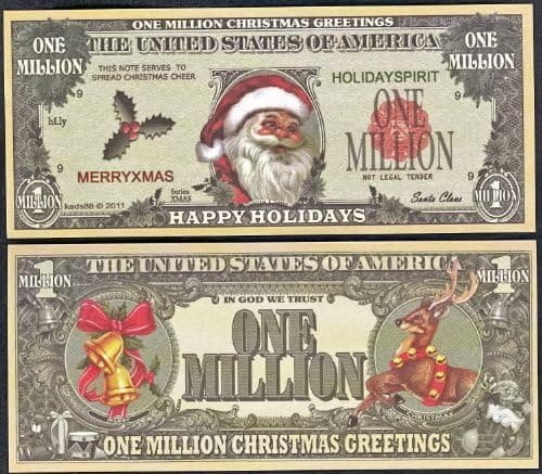 Lot of 100 Bills -Santa Happy Holidays Christmas Million Wholesale
