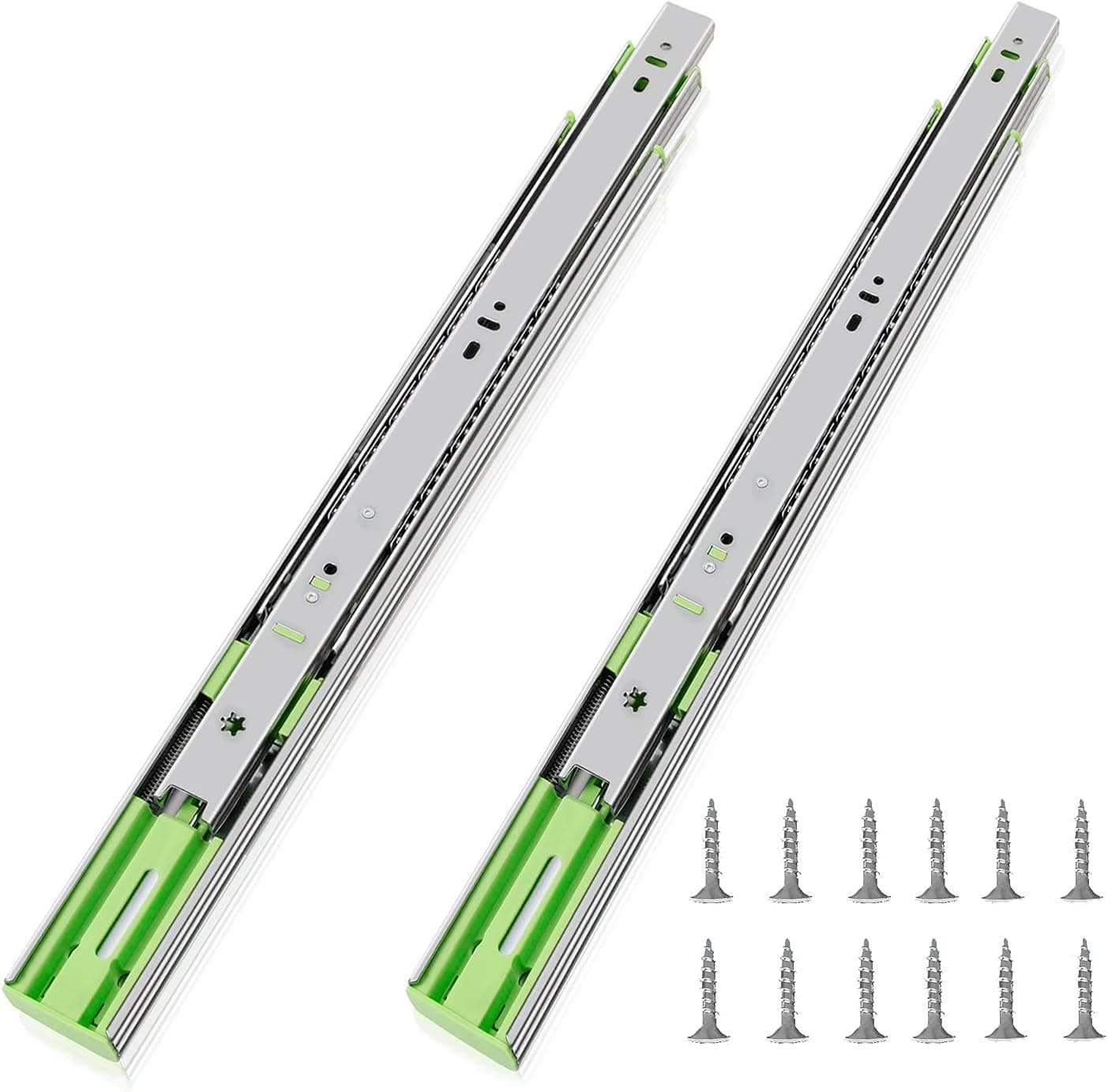 DEMZA 2 Pairs Drawer Slides 18 inch Soft Close Drawer Slides Full Extension Ball Bearing Drawer Slides, Cabinet Drawer Slides 110 LB Capacity