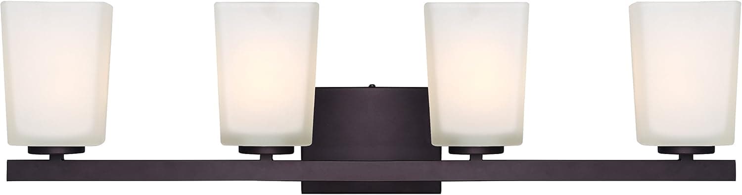 Canarm LTD IVL472A04ORB Hartley 4 Light Vanity, Oil Rubbed Bronze with Flat Opal Glass