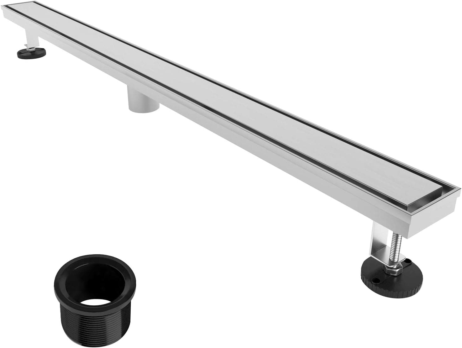 YEFU 2 IN 1 Linear Shower Drain 60-Inch, New type Linear Drains, 304 Stainless Steel Shower Floor Drain with Tile Insert Grate, Adjustable Leveling Feet, Hair Strainer