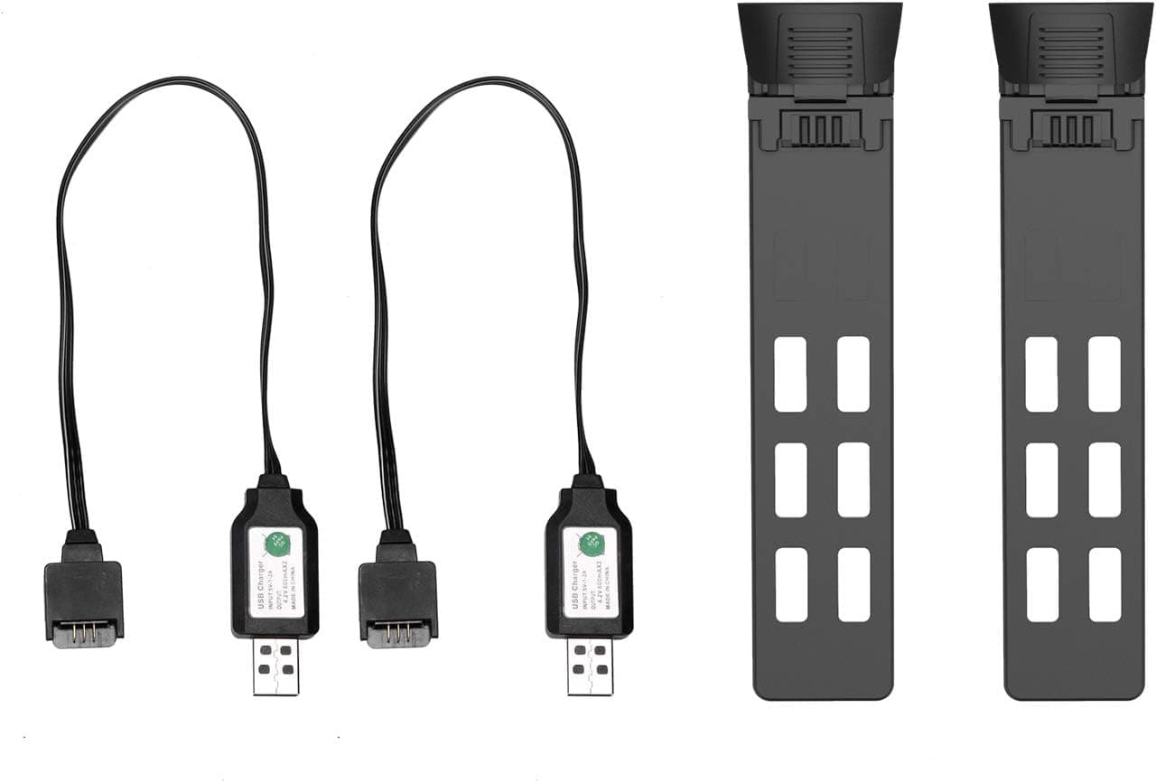 Holyton 2Pcs Li-po Batteries 7.4V 880 mAh and 2 pcs Chargers for Holy Stone FPV RC Drone HS165