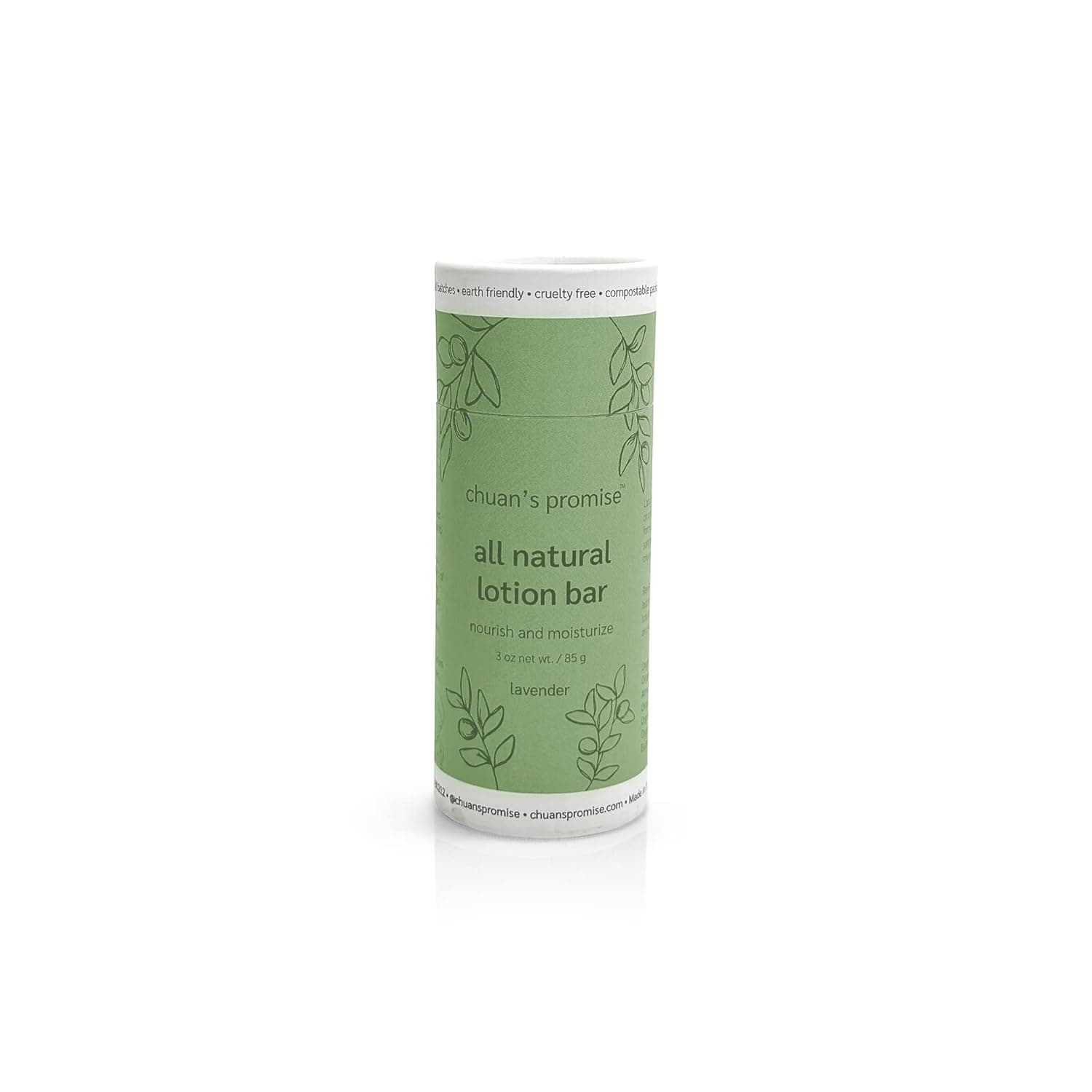 Chuan’s Promise Lavender Lotion Bar for All Skin Types, Zero Waste Skincare, Eco-Friendly, Plastic-Free, Organic Beeswax, Travel friendly, Cruelty-Free, Recyclable Packaging, 3-ounce Tube