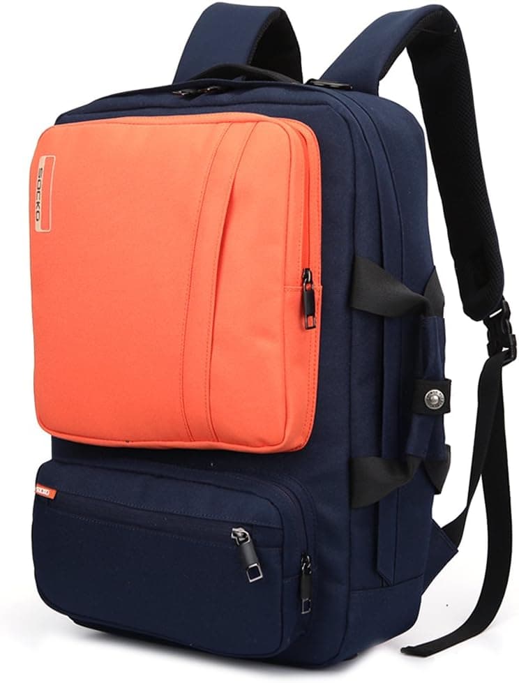 SOCKO 17 Inch Laptop Backpack with Side Handle and Shoulder Strap,Travel Bag Hiking Knapsack Rucksack College Student Shoulder Back Pack for Up to 17 Inches Laptop Notebook Computer,Orange