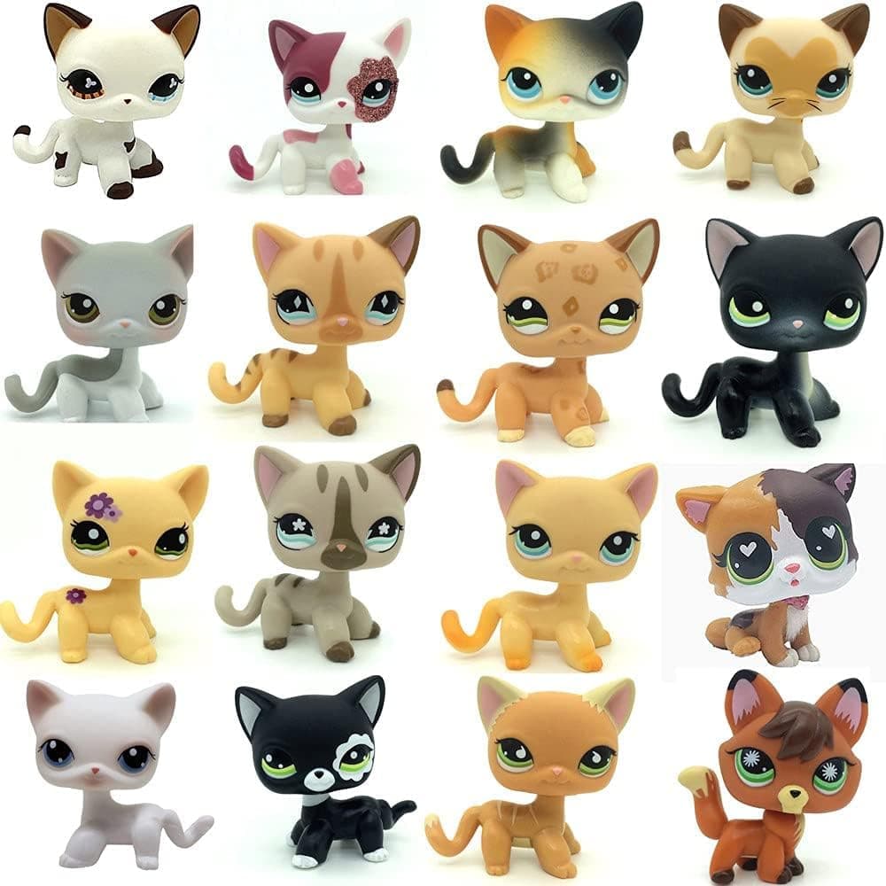 Random 5PCS Rare lps Shorthair Cat and Collie Dachshund Dogs Collie Cocker Spaniel Great Dane Husky Figure Toy Lot Mini Shop Pet Littlest Pet Shop Toy(Random 5PCS Random Box)