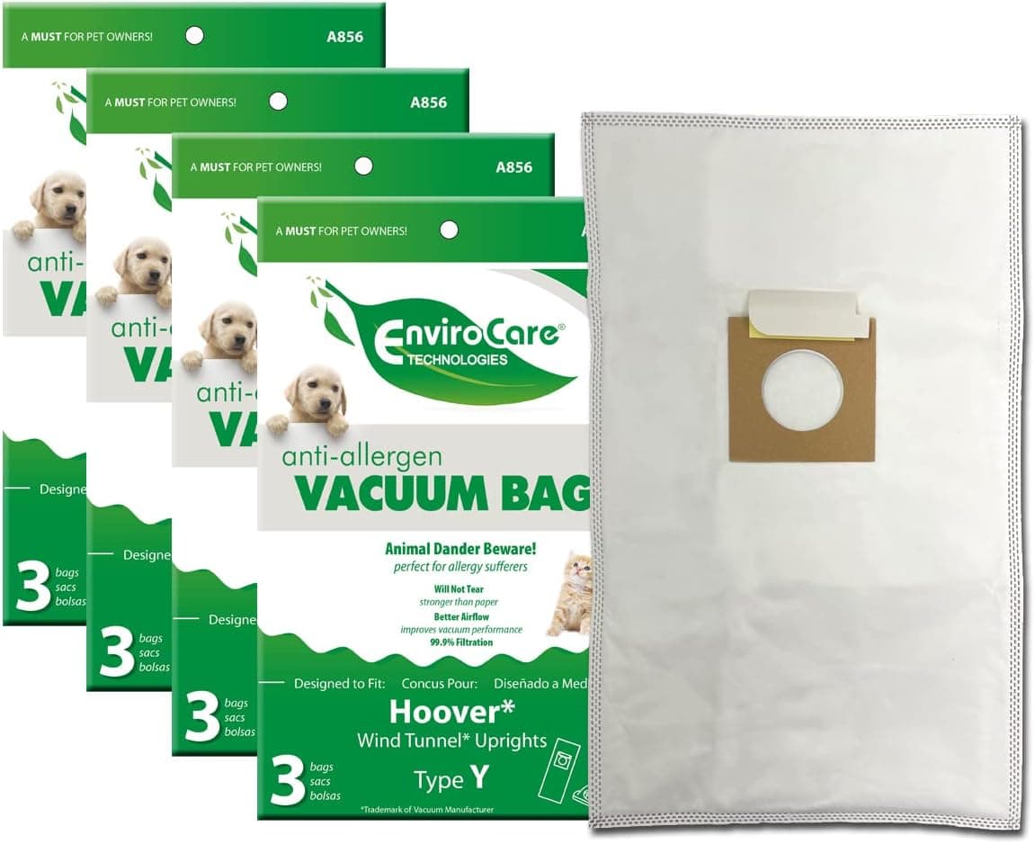 EnviroCare Replacement Allergen Vacuum Bags Designed to Fit Hoover Type Y WindTunnel Uprights 12 Pack