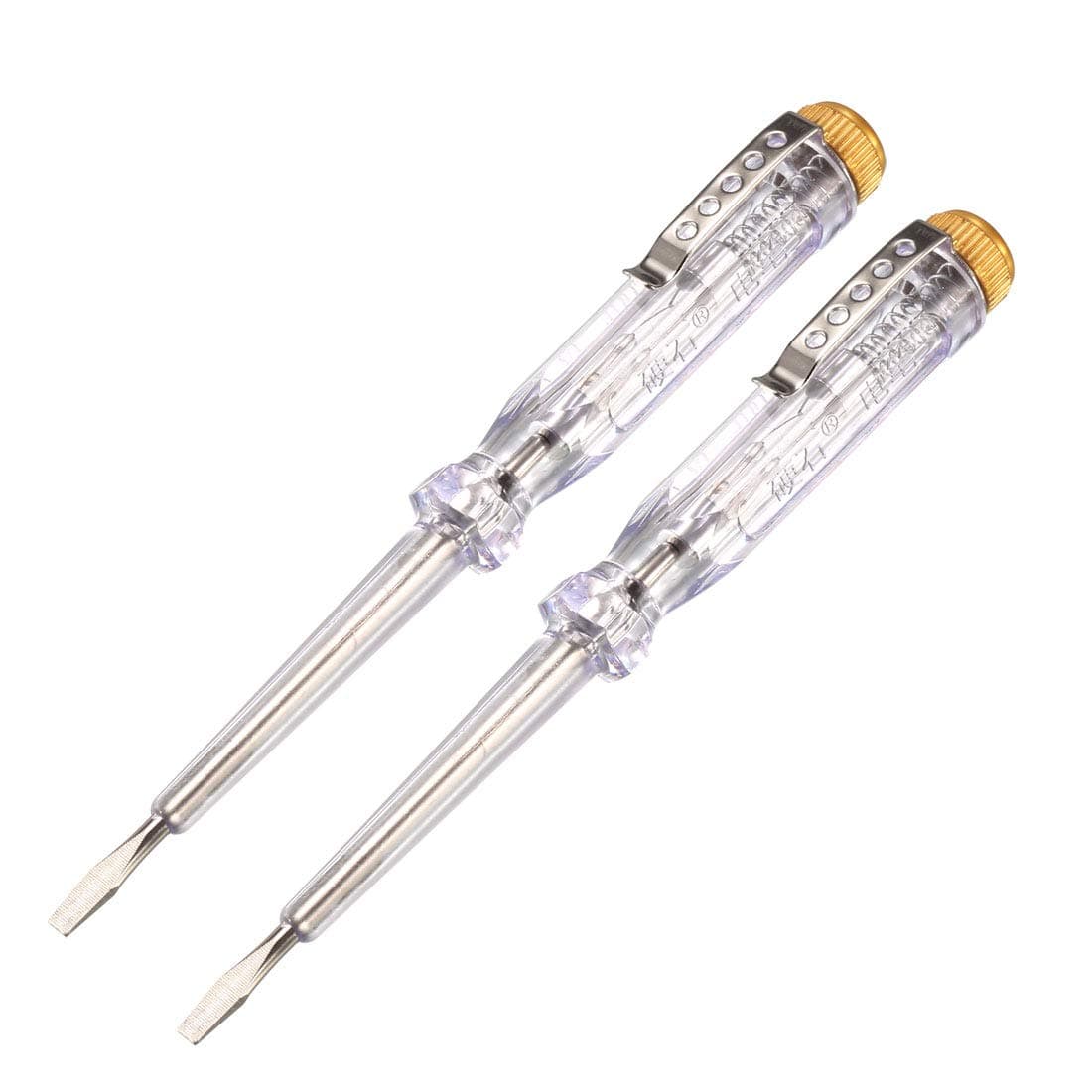 uxcell Tester Screwdriver, Voltage Detector Pen Light Circuit Tester Electric Test Pen Screwdriver 3mm Slot AC100-500V 2pcs