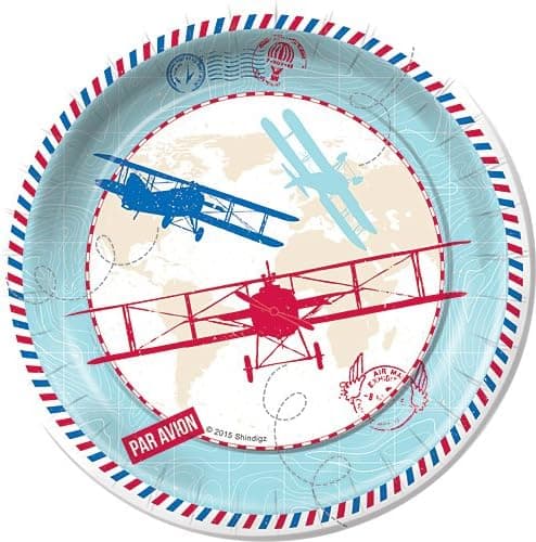 Time Flies Airplane Pilot Birthday Dinner Plates Party Tableware Supplies Decorations