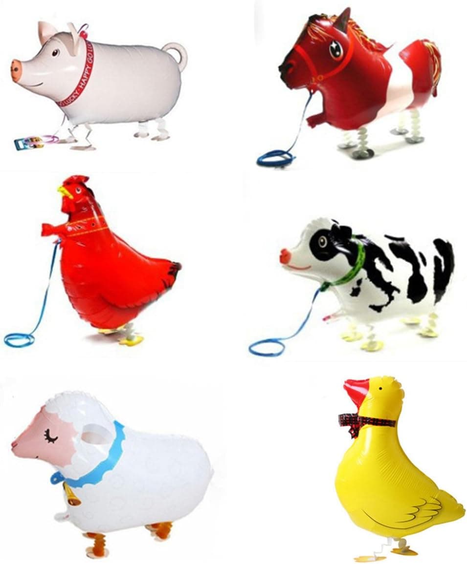6 Piece Walking Animal Balloons Pet balloons, Animal Balloons Farm Animal Balloon for Animal Theme Birthday Party Decorations