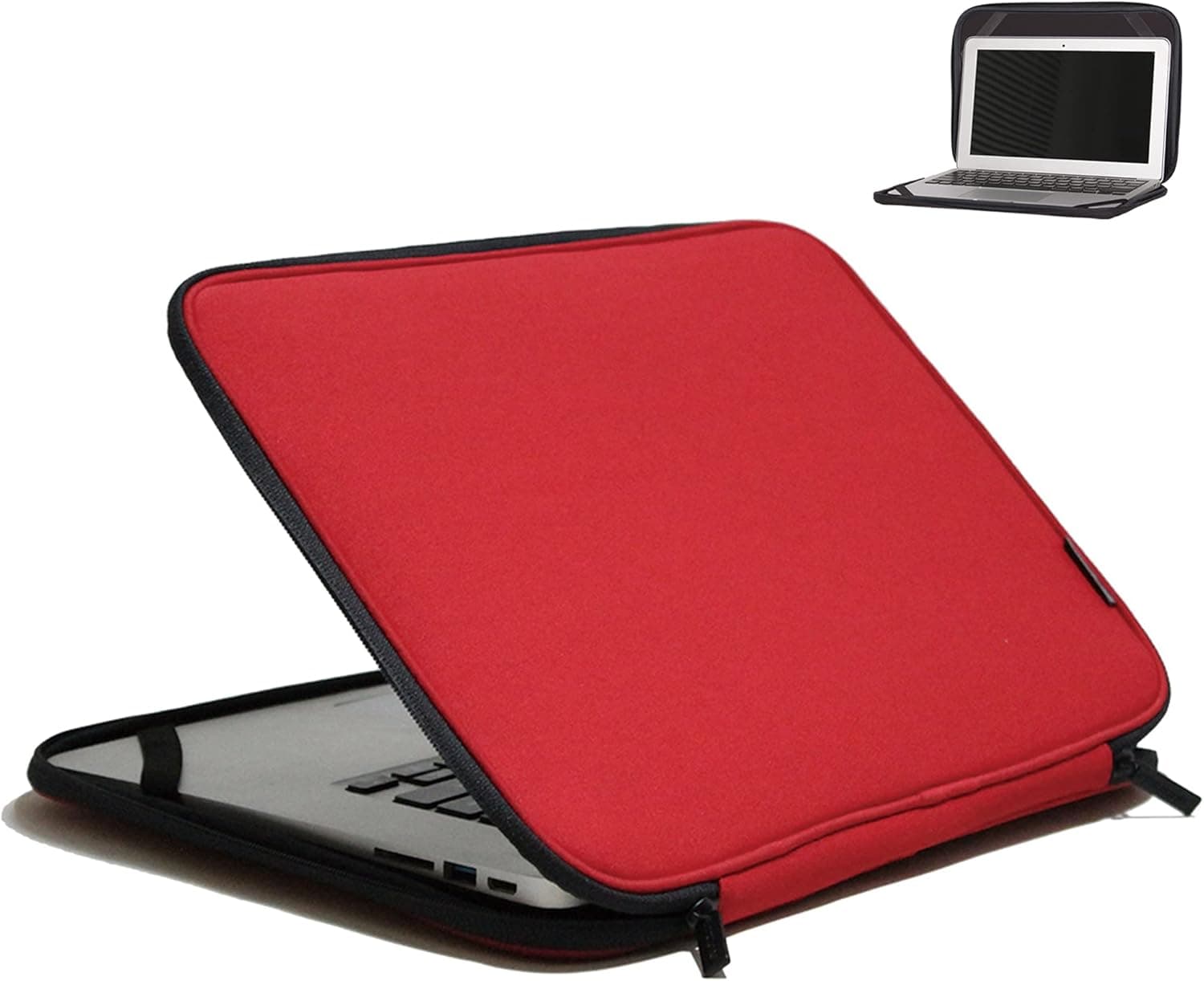 Inntzone 11.6 Inch Foldable Laptop Sleeve Slim Case Lightweight Bag Notebook Computer Carrying Flip Cover (Red)