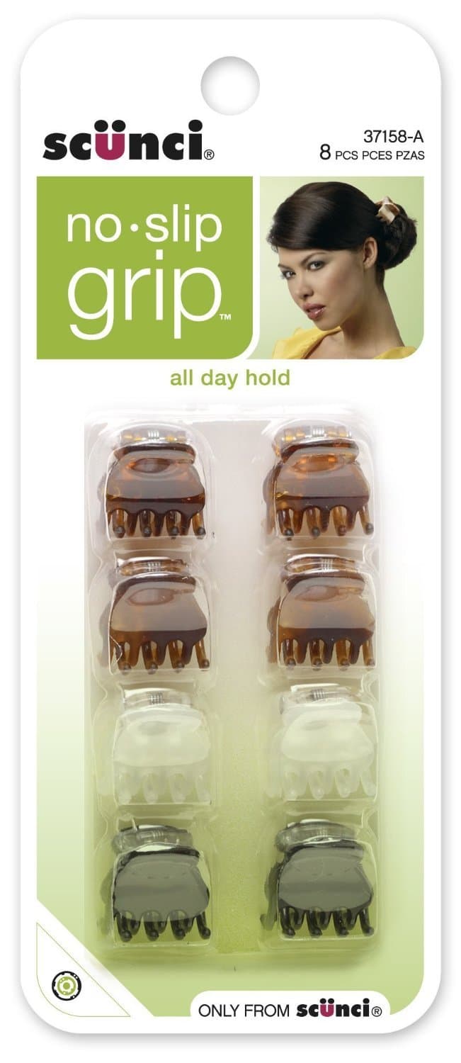 Scunci No-slip Grip Oval Top Jaw Clips, 1.5cm, 3 Packs of 8 Count = 24 Count