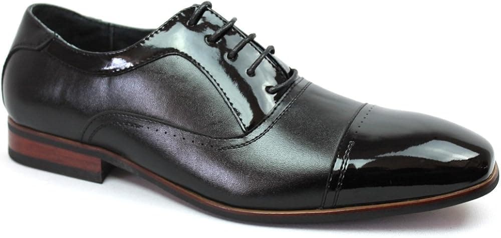 Ferro Aldo New Men's Modern Cap Toe Black Lace up Oxfords 19285
