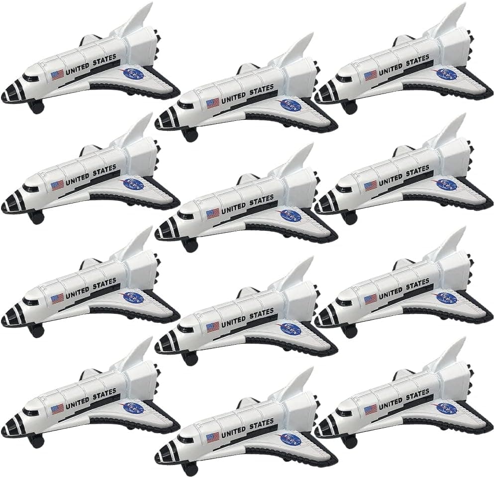 ArtCreativity Diecast Space Shuttles, Set of 12, Durable Diecast Metal NASA Space Ship Toys for Boys, Astronaut Cake Decorations, Astronaut Space Theme Party Favors, Goodie Bag Fillers