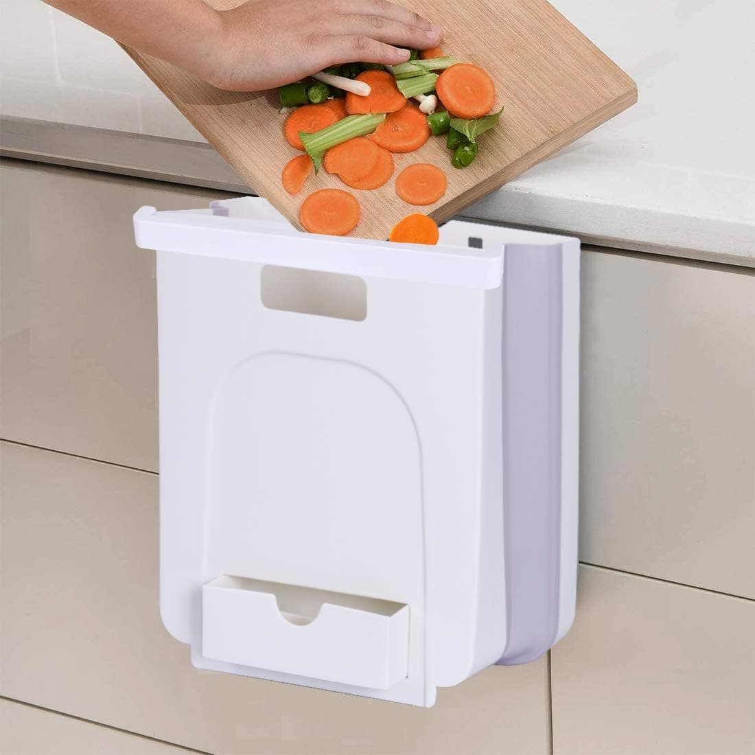 HomyPlaza Folding Trash Can Wall Mounted Folding Waste Bin Hanging Garbage Can for Kitchen, Cabinet, Car, Bedroom, Bathroom