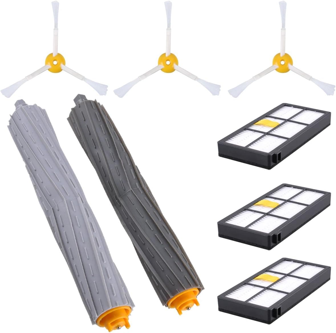 KEEPOW Replacement Roomba Parts for iRobot Roomba 880 860 800 980 900 Vacuum Cleaner Parts (3 pcs Side Brushes, 3 pcs Hepa Filters and 1 Set Debris Extractor)