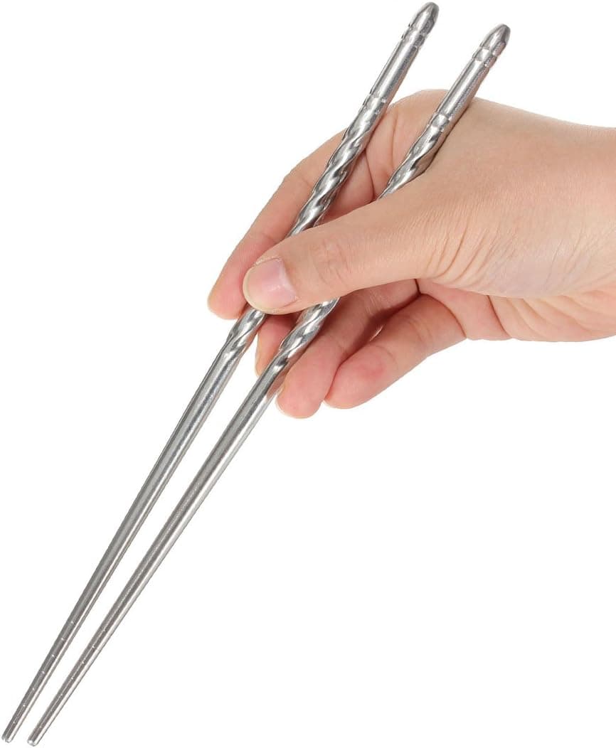 10 Pair Chinese Fashionable Stylish Chop Sticks Stainless Steel Chopsticks