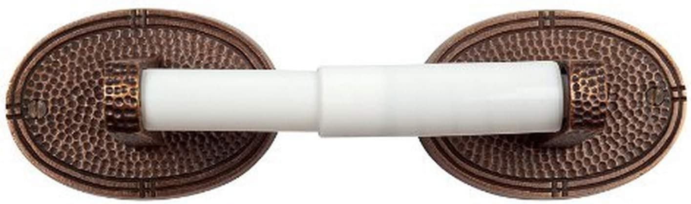 The Copper Factory CF175AN Solid Copper Toilet Tissue Holder with Oval Backplates, Antique Copper