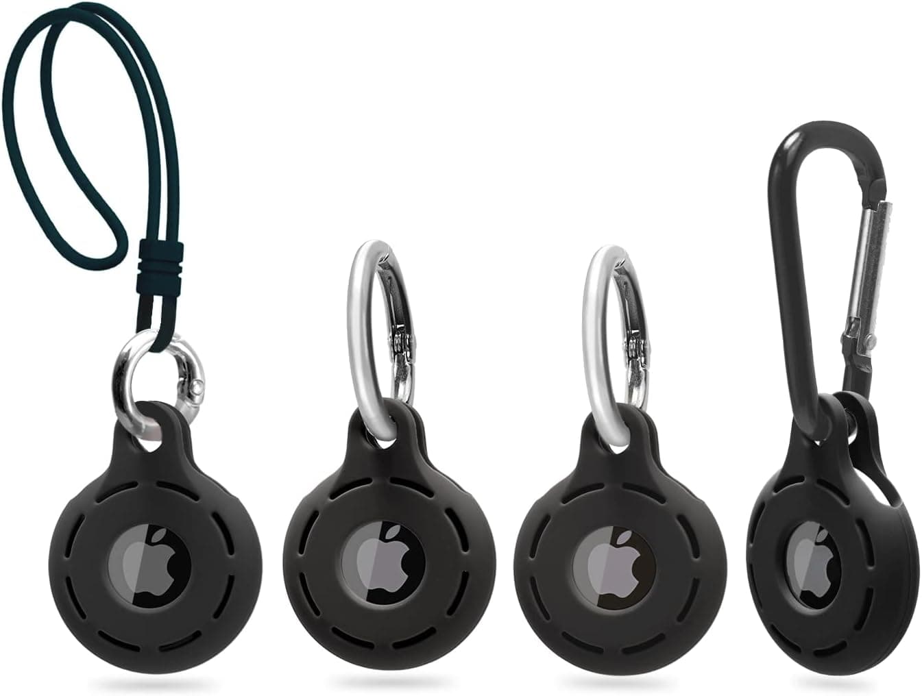 DEMIONEOO Premium Airtag Keychain, 4 Pack Airtag Holder Air Tag Case, Anti-Scratch Shock-Absorbing Silicone Case for Apple Airtags, Key, Finder, Tracker, Cat, Dog Collars, Backpacks, Luggage