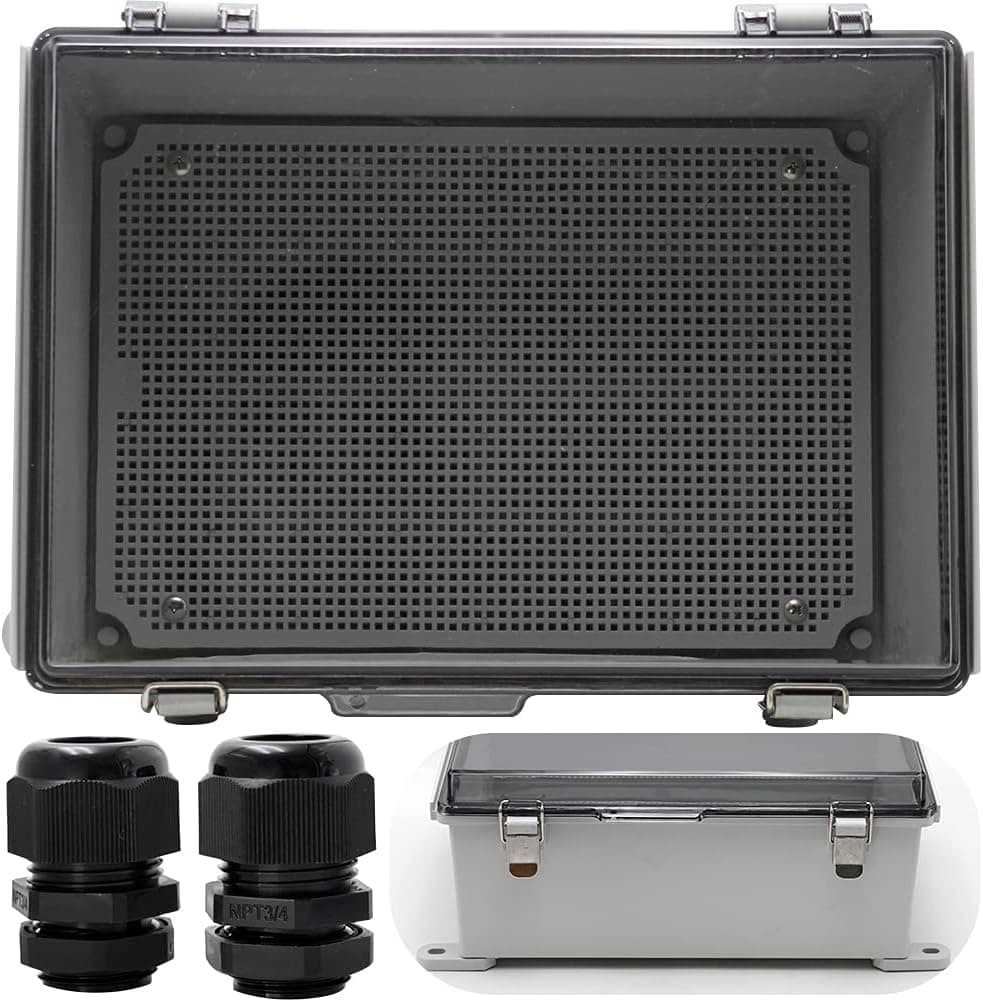 MAKERELE Outdoor Junction Box ABS Plastic Waterproof Universal Electrical Project Box Grey Enclosure with Transparent Cover 13.8×9.8×5.9inch(350×250×150mm)