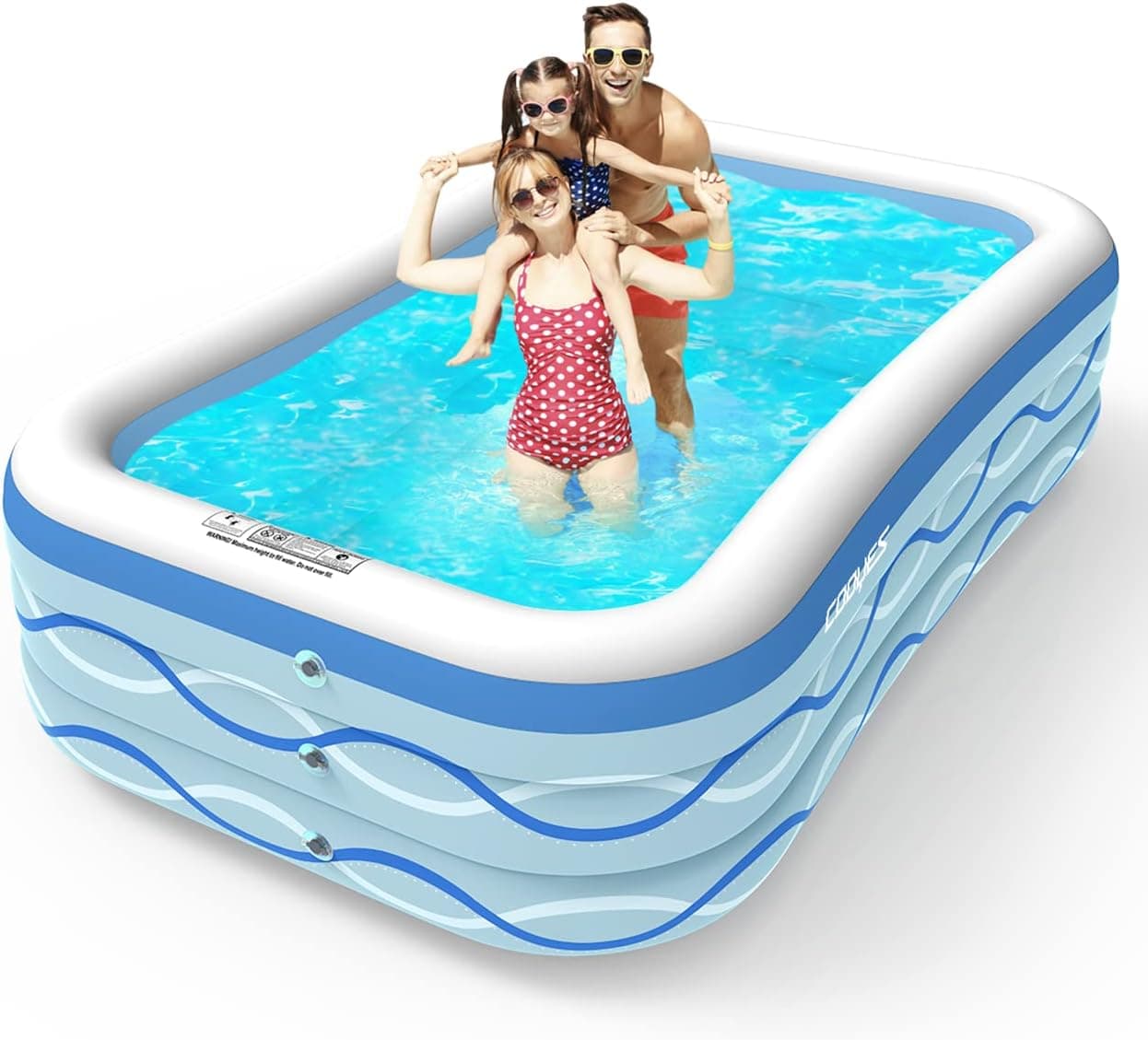 Inflatable Swimming Pool, COOYES 118" x 72" x 19.5" Full-Sized Blow Up Pool for Adults, Kids, Family, 312 Gallons Inflatable Pool, 0.4mm BPA Free PVC Wall, Outdoor Indoor Summer Water Party for Age 3+