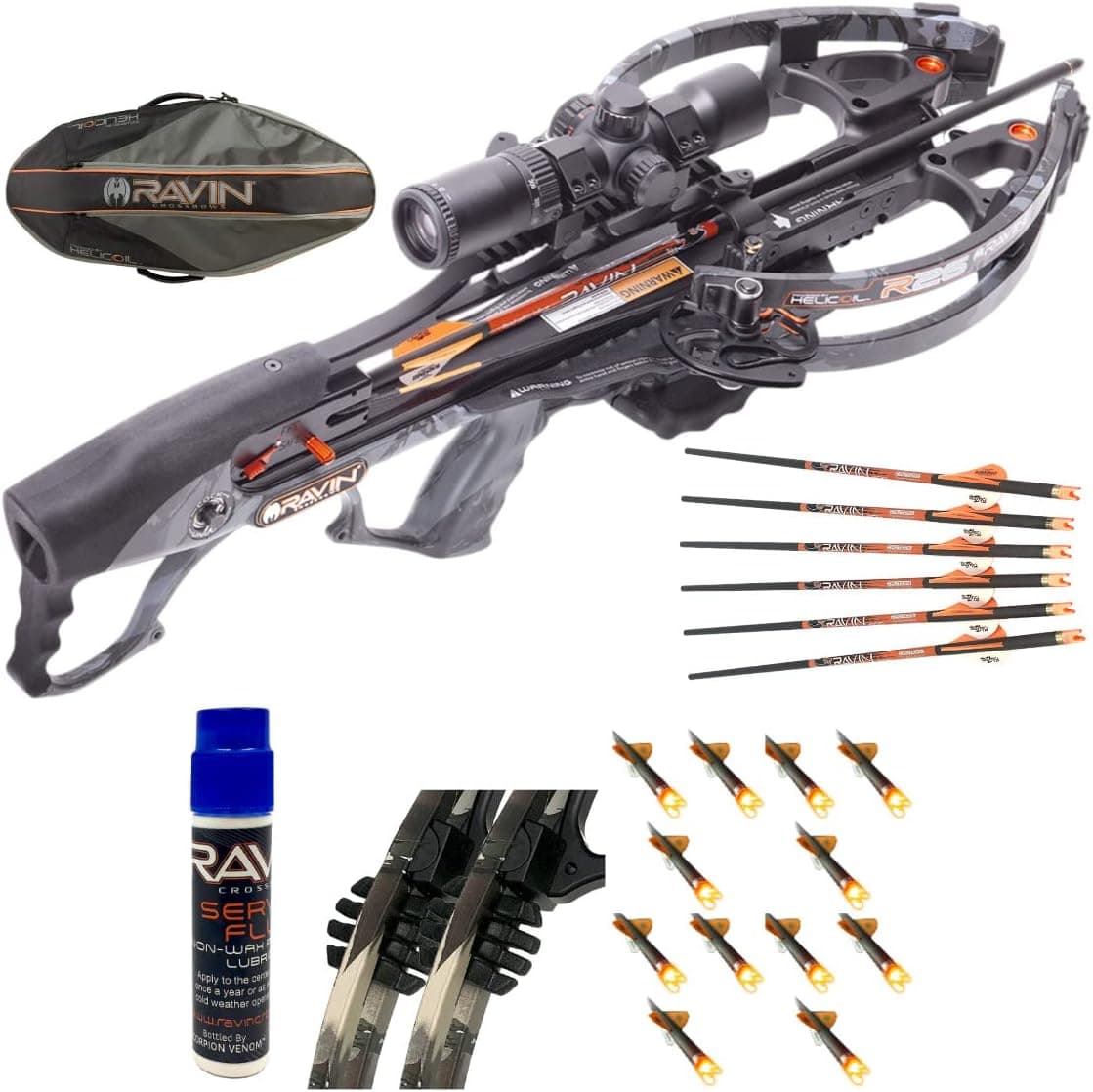Ravin Crossbows R26 400 FPS Crossbow Package with Soft Case and Arrows Bundle (11 Items)