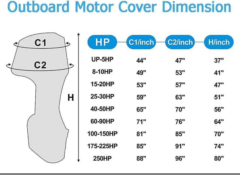 TeBaisea Outboard Motor Cover - Full Outboard Motor Engine Cover Waterproof Boat Cover with 600D Heavy Duty Oxford Fabric + Extra PVC Coating Fit for Motors