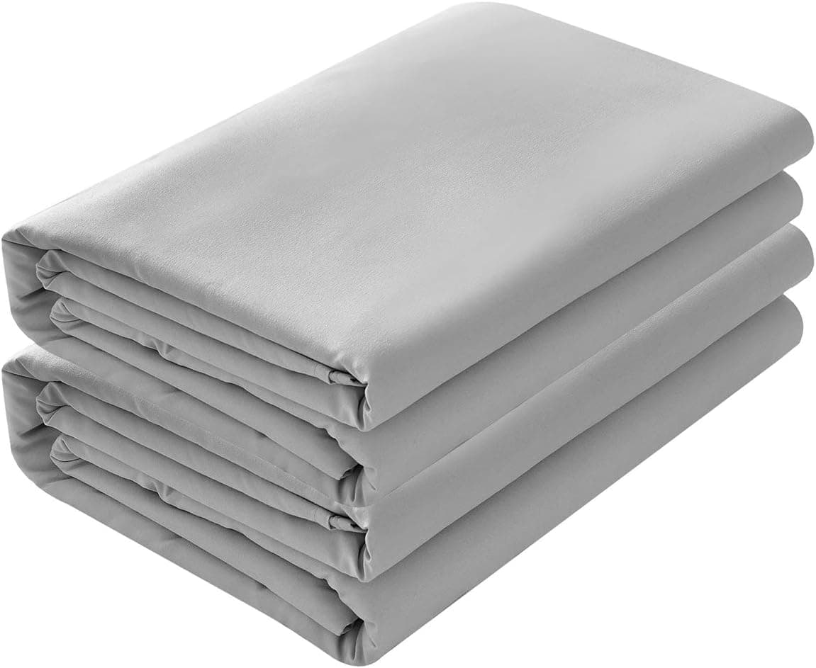 Basic Choice 2-Pack Flat Sheets, Breathable Series Bed Top Sheet, Wrinkle, Fade Resistant, Standard 100 by Oeko-Tex - Twin, Gray