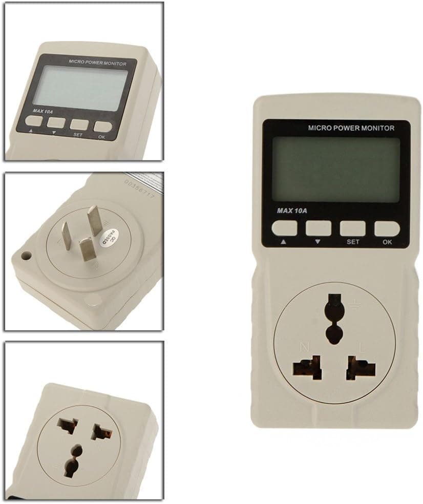 Micro Power Monitor, Lifenergy Max 10A 220V Digital Power Meter Energy Meter with Plug Socket for Measure Voltage Electric Current Power