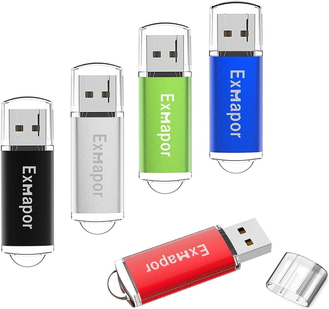 USB Flash Drive 32GB Exmapor Memory Stick Bulk Storage Thumb Drive with LED Indicator 5PCS