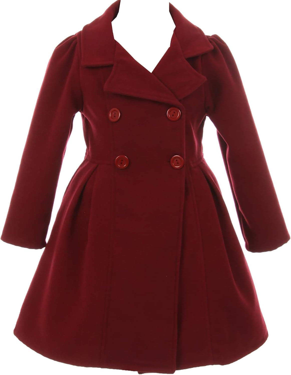 Girl Winter Dress Coat Long Sleeve Buttons and Pockets Flower Girl Jacket