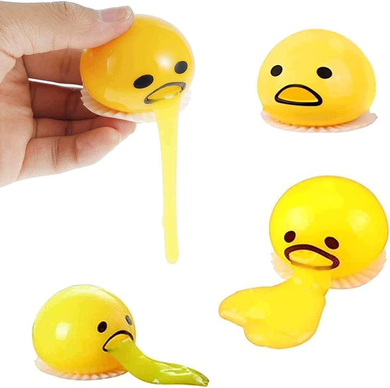 4-Pack Vomiting Egg Stress Ball, Round Vomiting & Sucking Lazy Egg Yolk, The Puking Stress Ball Include Yolk Egg White, Novelty Stress Relief Squeeze Toys, Vent Stress Tricky Game Relief Toys