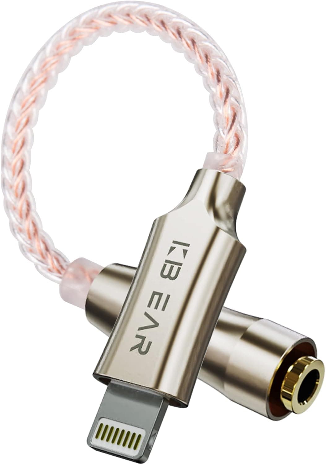 Kbear Lightning to 3.5 mm Headphone Jack Adapter Copper Silver Wire Lightning to Audio Jack Converter Compatible with iPhone 13/13pro/13 Mini/12 Pro/11/11 Pro/11 Pro Max Silver