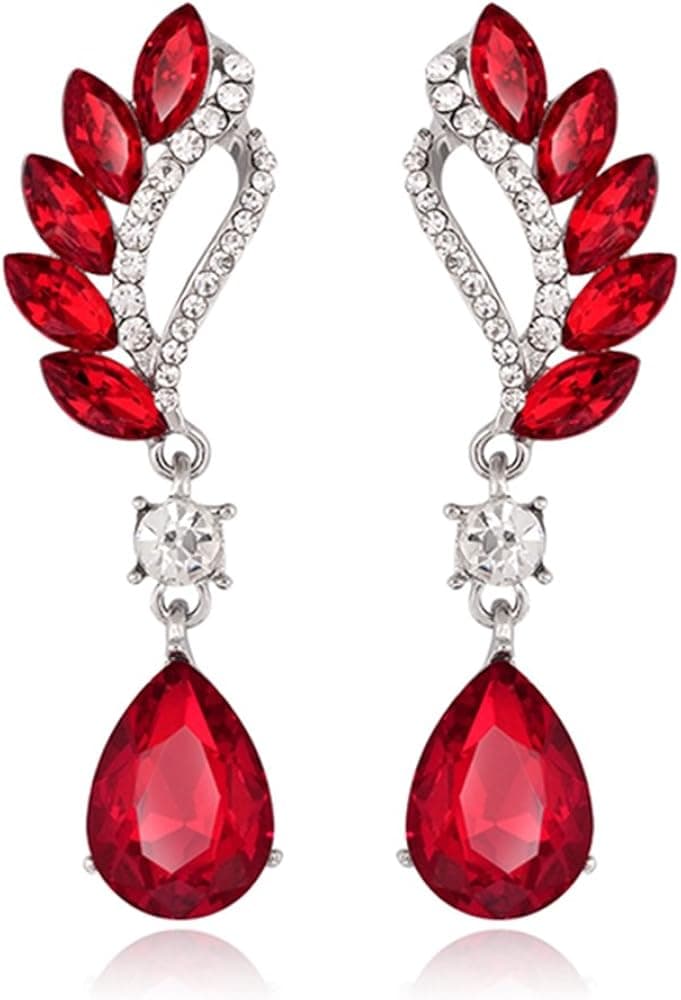 Danbihuabi Fashion Crystal Rhinestone Glass Drop Earring Jewelry(red,blue,purple,green,white)