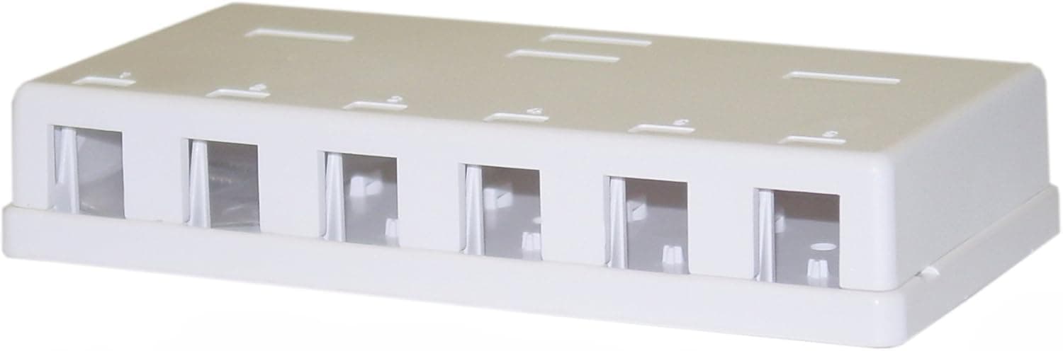 Blank Surface Mount Box for Keystones, 6 Hole, White (CNE43712)