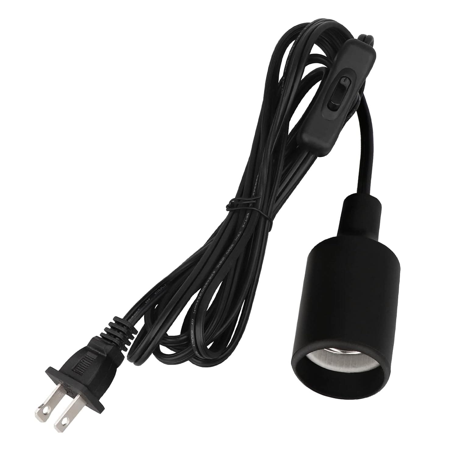 10ft Hanging Light Cord Zevnico Pendant Light Cord Light Bulb Socket with Cord Plug in Corded Light Socket for E26 E27 Base Bulb Hanging Lamp Extension Cable with Switch for DIY Projects - Black 1 Pcs