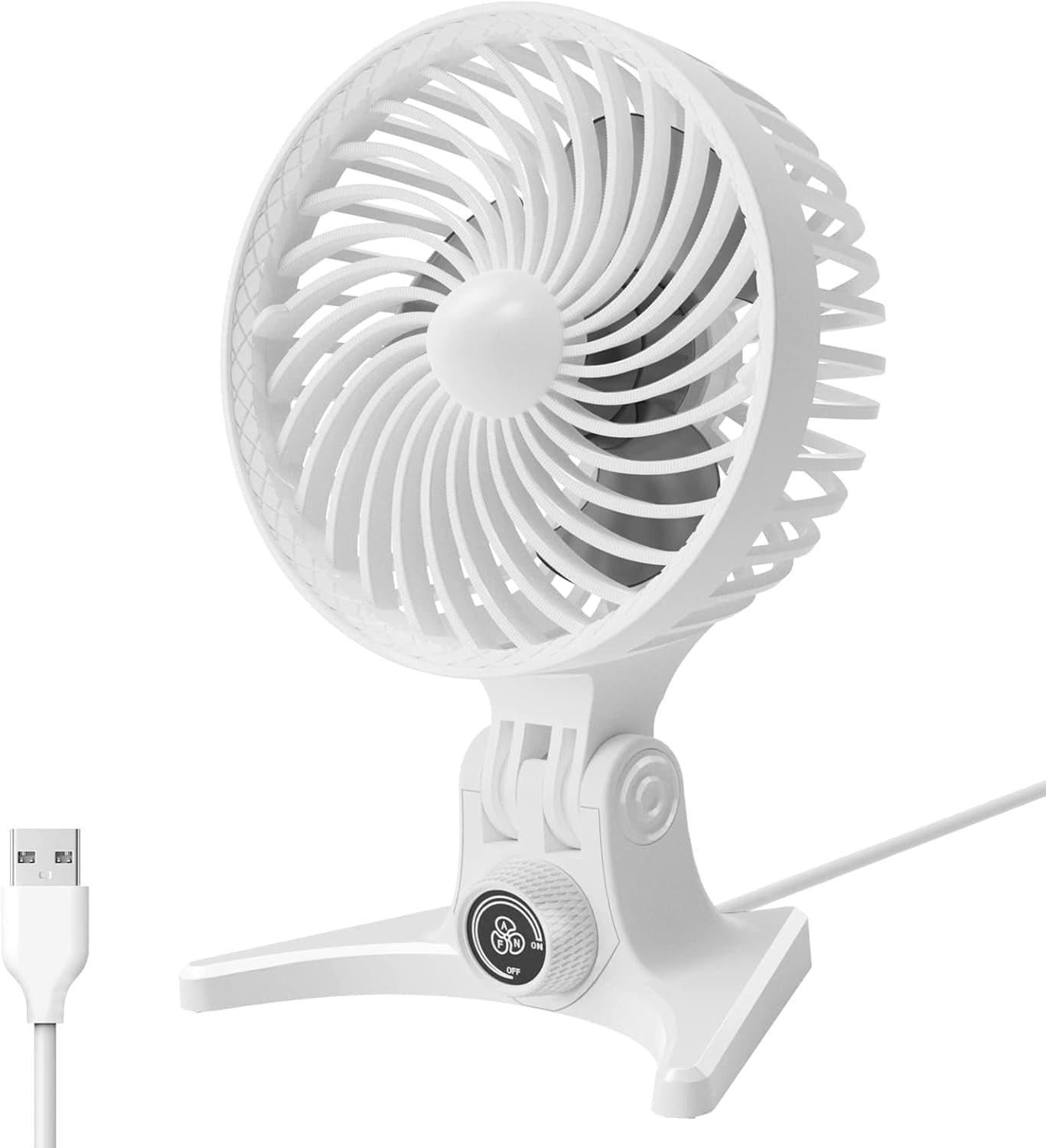ZOEYEA USB Desk Fan, Strong Airflow Small Fan, Adjustable Rotation Desktop Table Cooling Fans with Plug-in USB Powered Cable, Quiet Personal Mini Fans for Home Office Travel