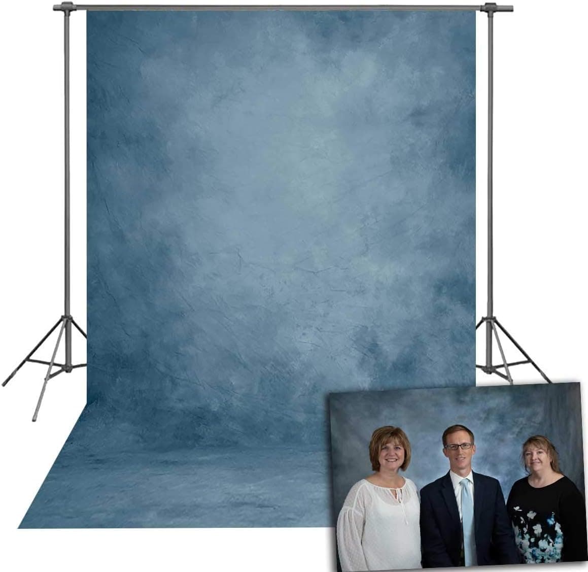 BoTong 6x8ft Abstract Blue Vinyl Portrait Backdrop Solid Color Photography Background Baby Headshots Photocall Adult Child Travel Family Newborns Party Decoration Studio Props