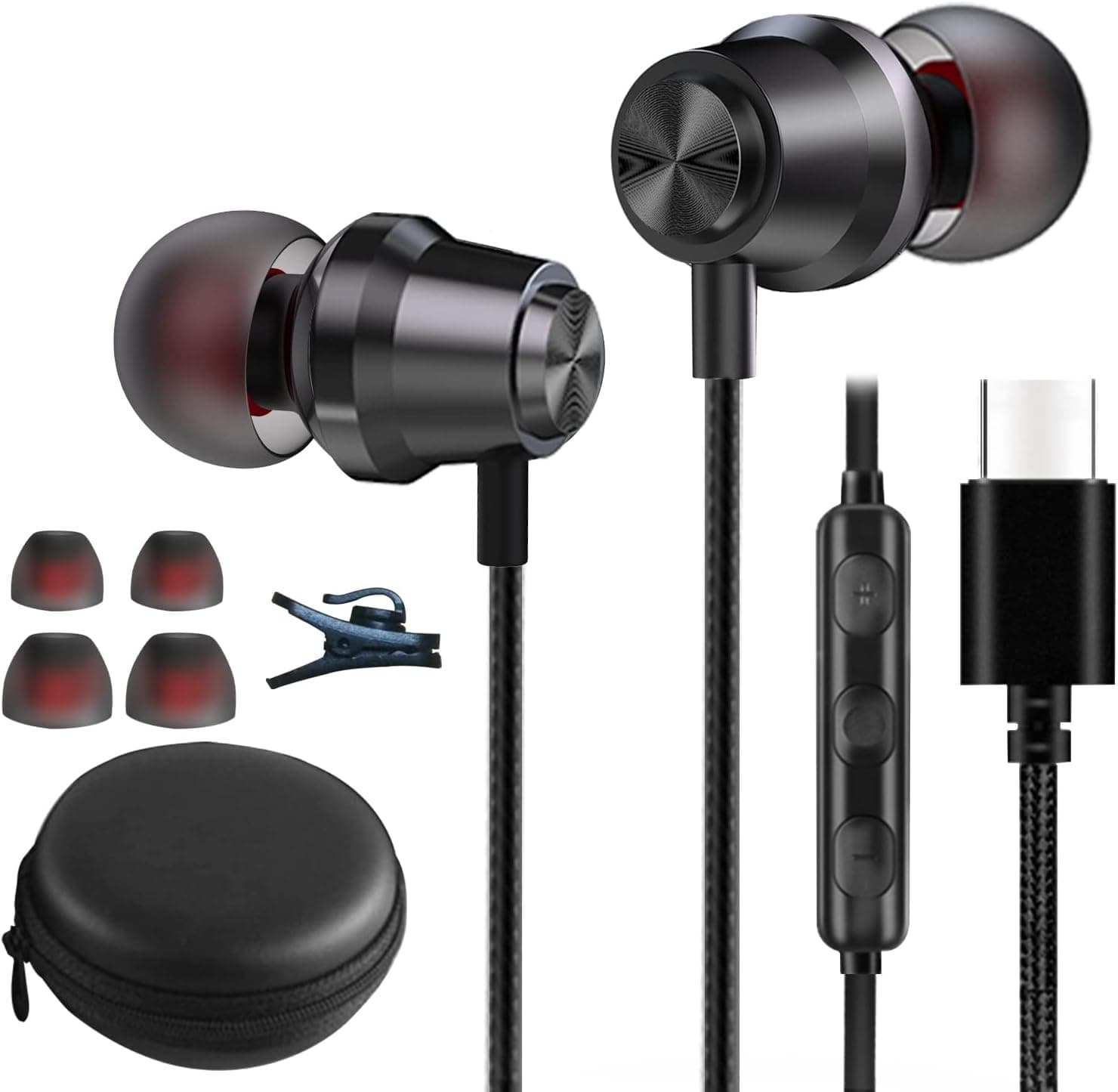 USB C Headphones with Microphone for iPad Pro 2022 iPad Air 5 iPad 10 iPad Mini 6 Wired in-Ear Earbuds Noise Cancelling HiFi Stereo DAC USB Type C Headphones for Samsung S22 S21 FE S20 Ultra and More