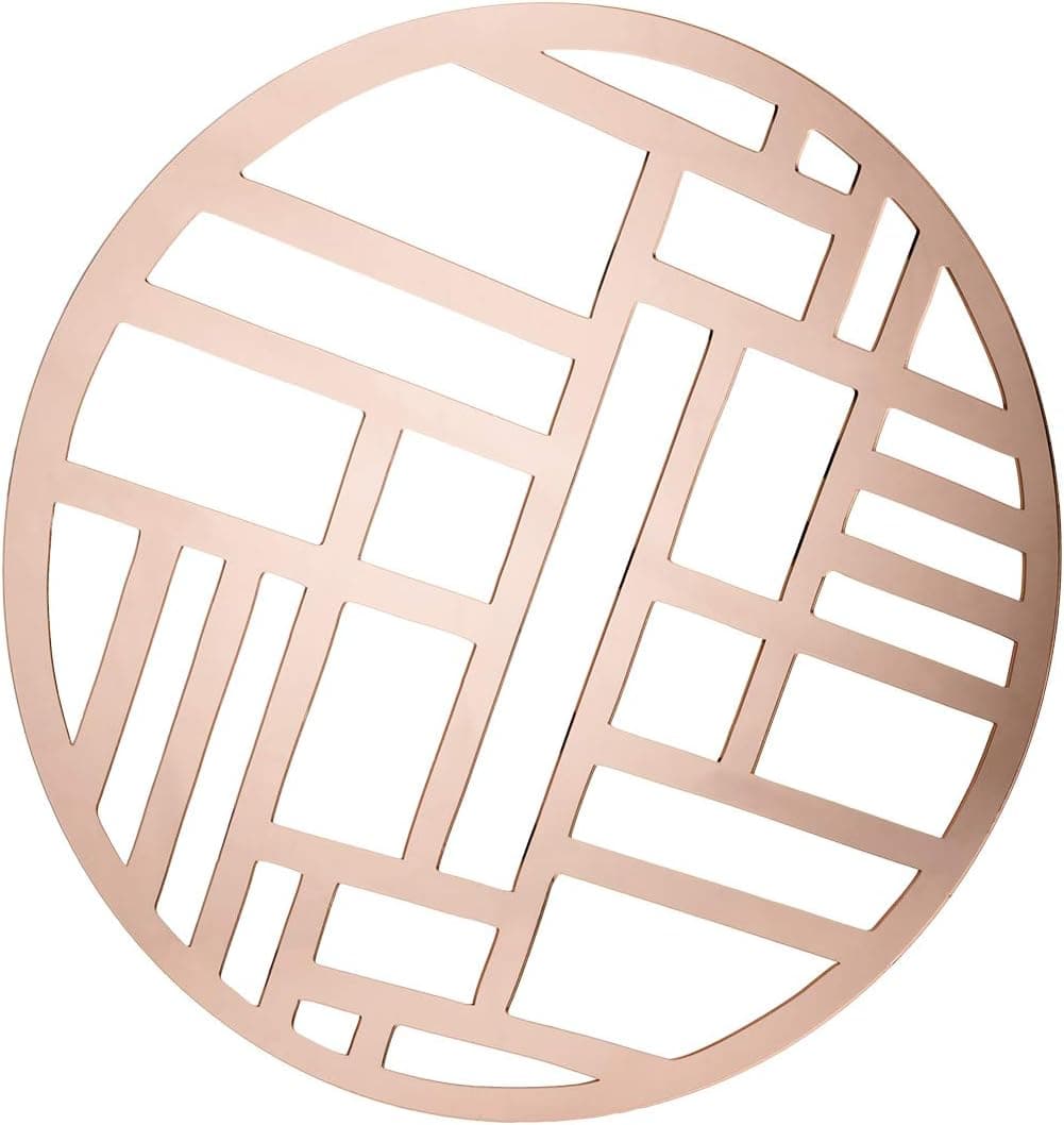 Koyal Wholesale Round 14.5" Rose Gold Modern Mirror Acrylic Geometric Charger Placemats, Set of 4, Table Setting