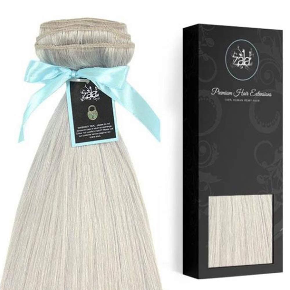 Zala Human Hair Remy Clip In Hair Extensions - Premium Triple Weft Lace 9 Piece Set 100% Human Hair Extensions, Thick Luxurious Clip In Extensions for Women (12 Inch, Ice Queen Platinum #60)