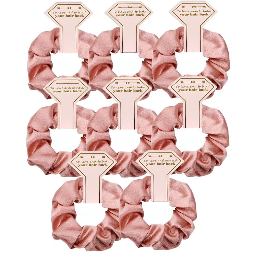 8pcs Satin Bridesmaid Proposal Gifts Hair Ties Hair Scrunchies Bachelorette Party Favors Satin Bridesmaid Gift for Wedding Parties (Rose gold)