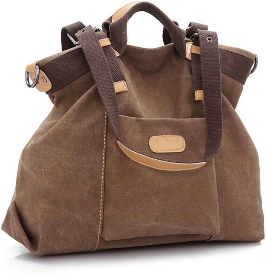 Womens Tote Purse Canvas Crossbody Shoulder Handbag Tote Messenger Travel Purse Hobo Handbag Shoulder Bag Shopping Bag, Coffee