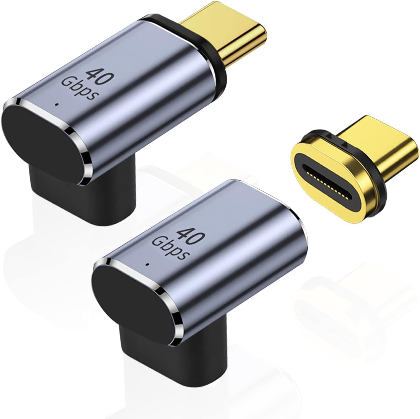 AreMe Right Angle USB-C Male to USB-C Female Magnetic Adapter (2 Pack), Up and Down 90 Degree Type-C Adapter Extender Compatible for Steam Deck, Switch, Notebook Computers, Tablet and Phones