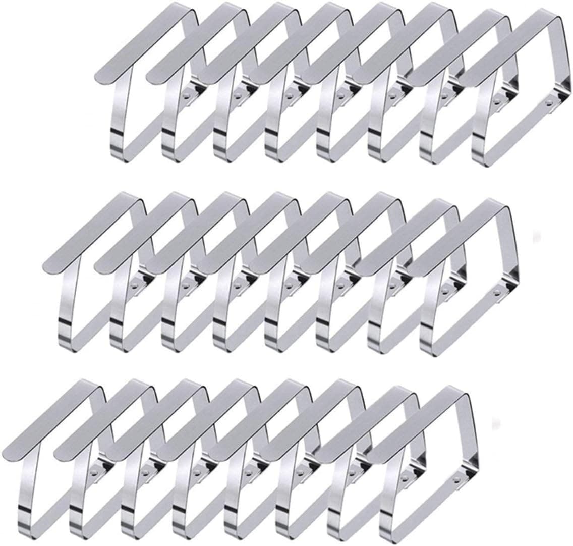 24 Piece Outdoor Tablecloth Clips Large Table Cover Clamps for 2 Inch Thick Tables, Flexible Stainless Steel Picnic Table Cloth Clips Holders