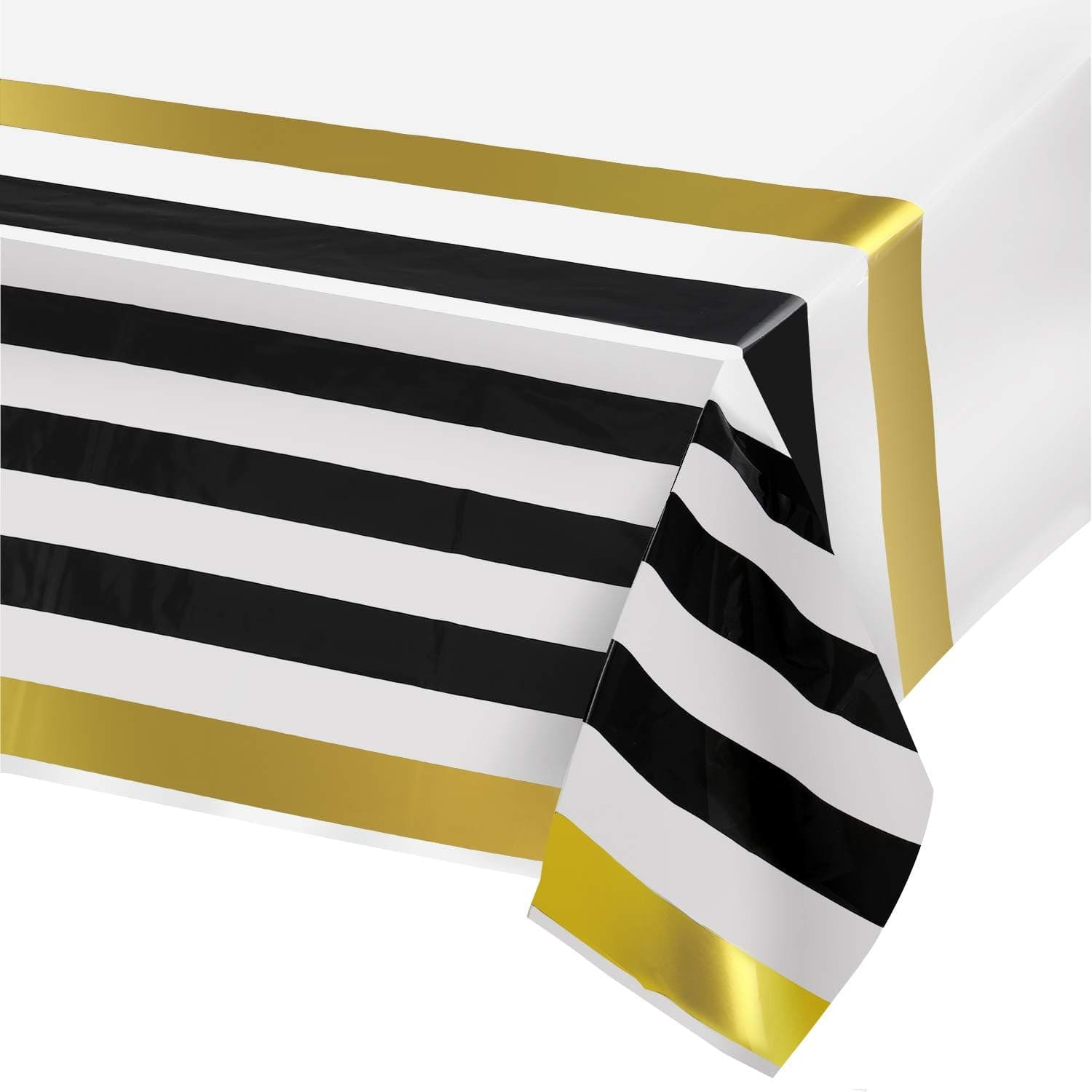 Plastic Tablecloths for Rectangle Tables,- 6 Pack - Party Table Cloths Disposable, Black and Gold Rectangular Table Covers, for Parties Thanksgiving Christmas Wedding, Bridel Shower