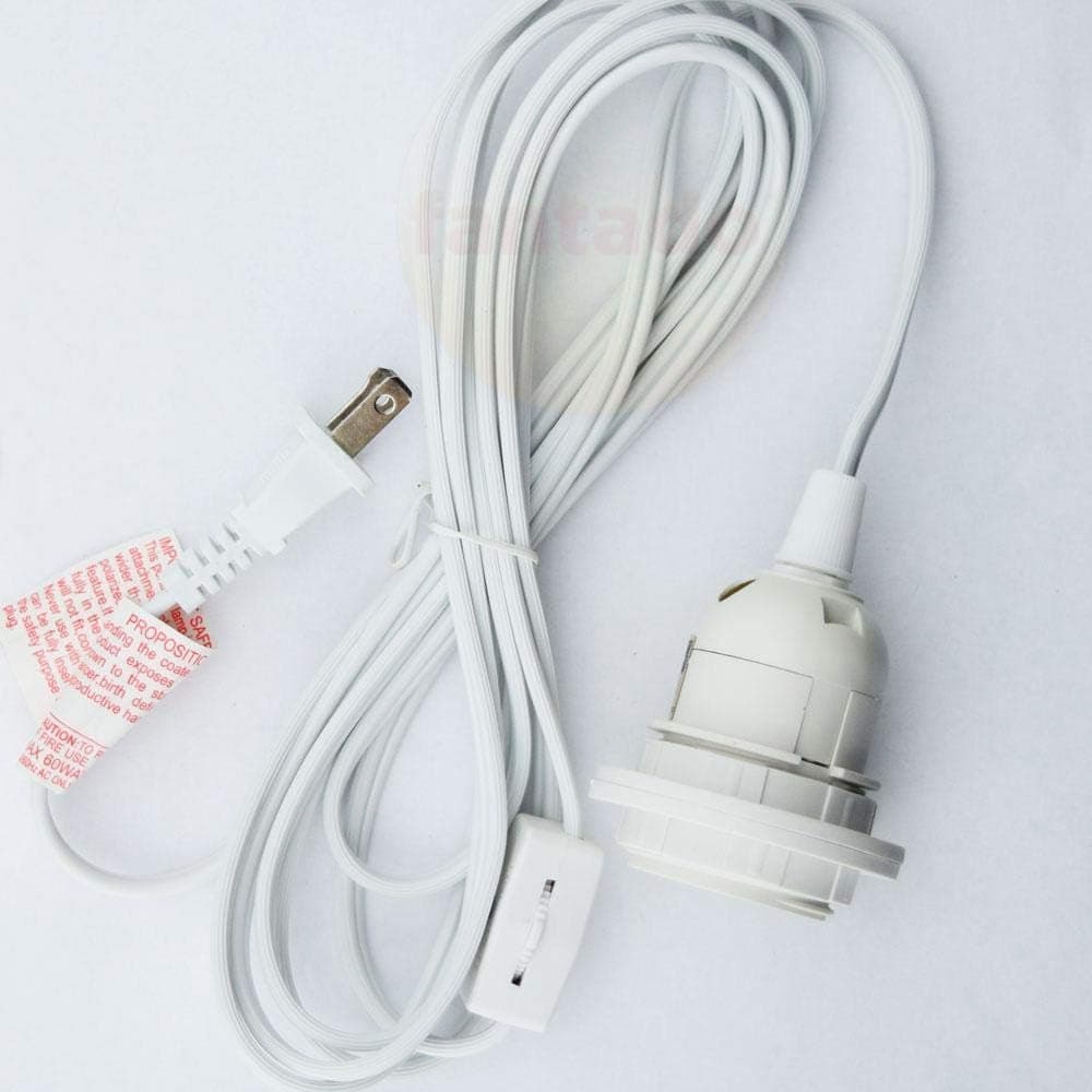 fantado 11FT Hanging Pendant Light Cord by PaperLanternStore - Compatible with Incandescent, CFL or LED - Features an Easy On/Off Switch - Color: White