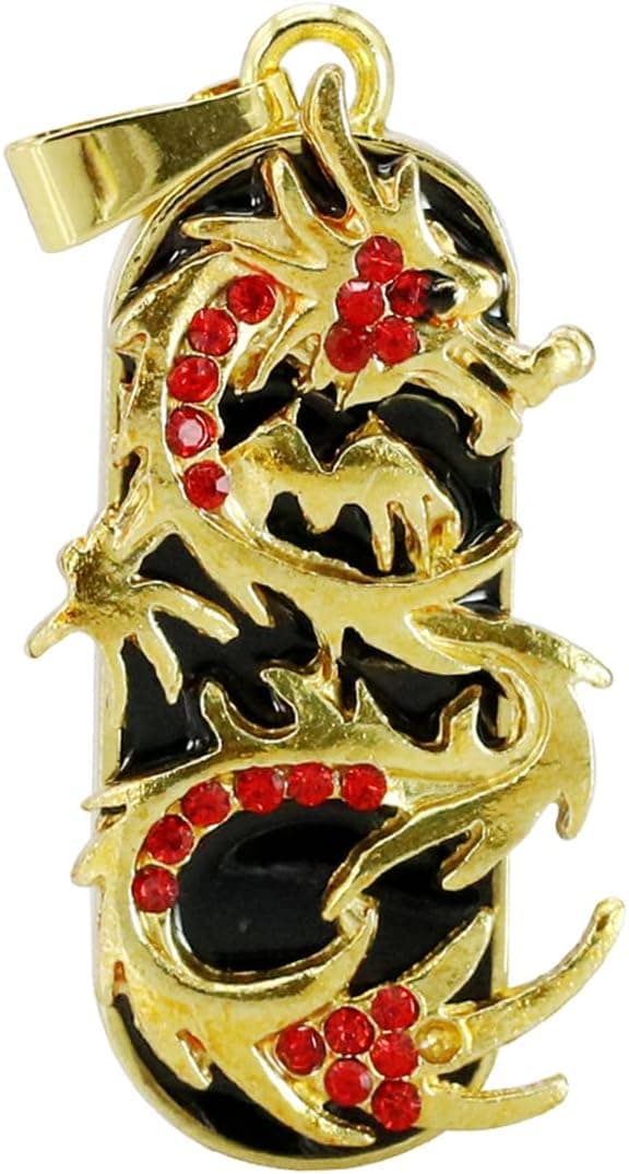 128GB USB Flash Drive, USB 2.0 Metal Crystal Jewelry Dragon Design Memory Stick, Pen Drive, Thumb Drive for Data Storage （Red） - Civetman