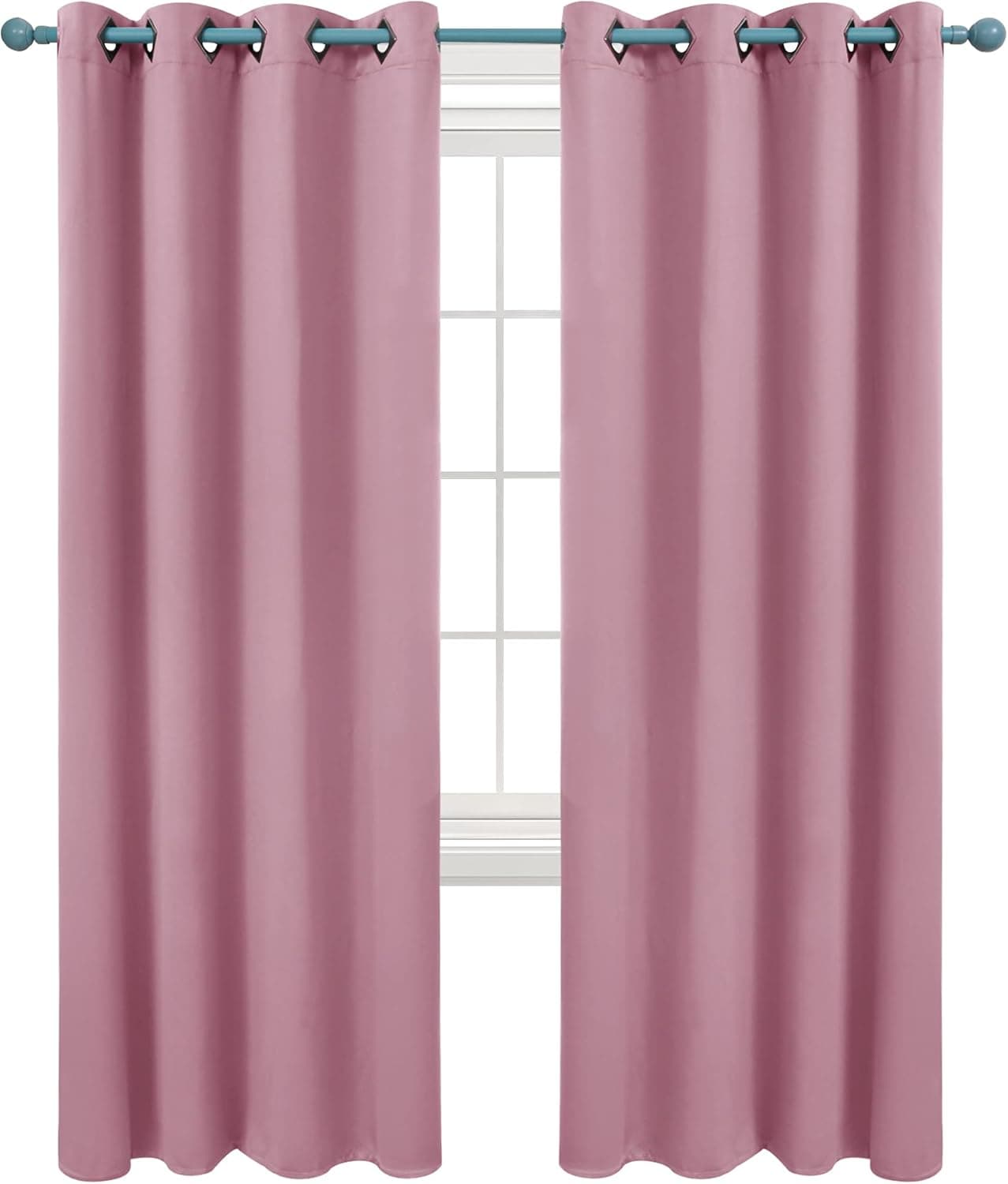 Deconovo Blackout Curtains Panels Room Darkening Curtains Grommet Curtains for Living Room 52W x 84L Inch Pink 2 Drapes