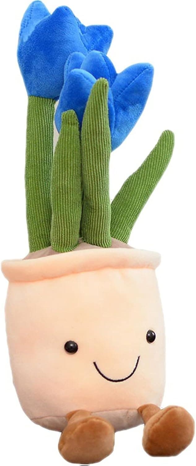 Succulent Plants Throw Pillow,Mushroom Plush ToyCactus Plush Plush Toy, Tulip Flower Pot Plush Toy13.7 Cute Soft Plants Throw Pillow Decoration, Stuffed Flower Pot Plushie,Potted Pillow (Blue)